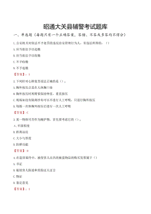昭通大关县辅警考试题库.docx