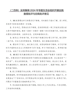 （二百例）实例集锦2024年专题生活会组织开展自我查摆批评与自我批评意见.docx