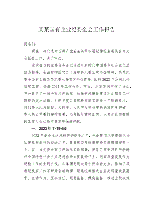 某某国有企业纪委全会工作报告.docx