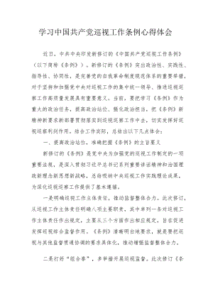 纪检干部党员干部学习《中国共产党巡视工作条例》个人心得体会 （汇编6份）.docx