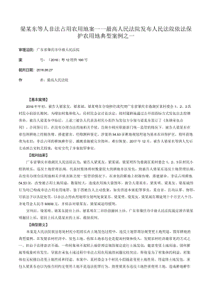 梁某东等人非法占用农用地案——最高人民法院发布人民法院依法保护农用地典型案例之一.docx