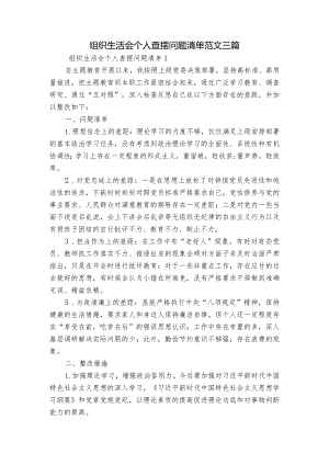 组织生活会个人查摆问题清单范文三篇.docx
