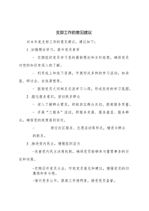 本年度支部工作的意见建议.docx