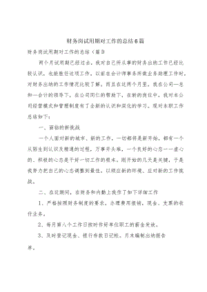 财务岗试用期对工作的总结6篇.docx