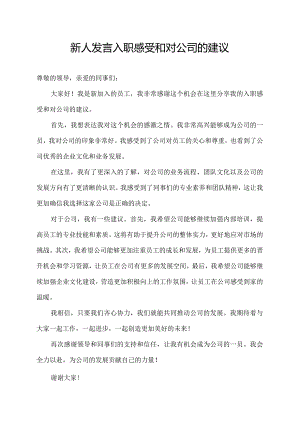 新人发言入职感受和对公司的建议.docx