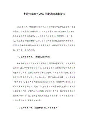 乡镇党委班子2023年度述职述廉报告.docx