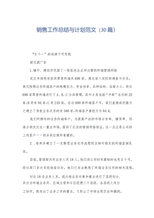 销售工作总结与计划范文（30篇）.docx