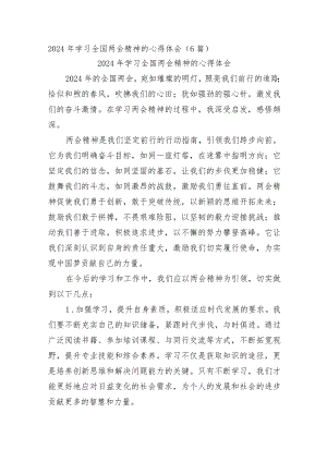 2024年学习全国两会精神的心得体会6篇.docx