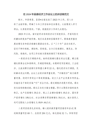 在2024年县委经济工作会议上的讲话稿范文.docx