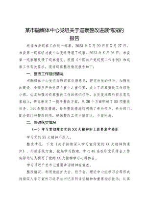 某市融媒体中心党组关于巡察整改进展情况的报告.docx