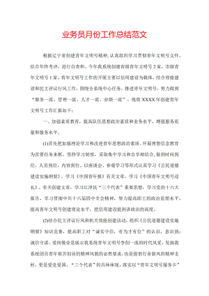 业务员月份工作总结范文.docx