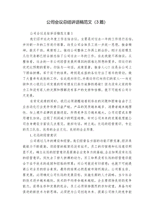 公司会议总结讲话稿范文（3篇）.docx