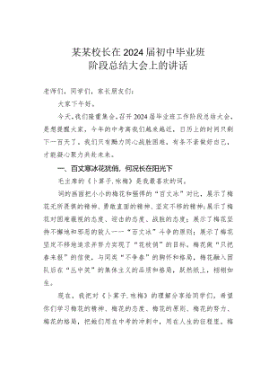 某某校长在2024届初中毕业班阶段总结大会上的讲话.docx