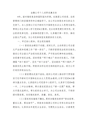 金融公司个人述职述廉总结.docx