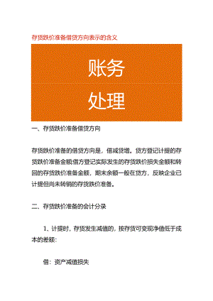 存货跌价准备借贷方向表示的含义.docx
