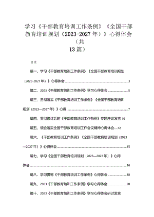 （13篇）2023学习《干部教育培训工作条例》《全国干部教育培训规划(2023-2027年)》心得体会汇编.docx