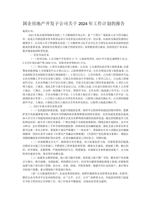 国企房地产开发子公司关于2024年工作计划的报告.docx