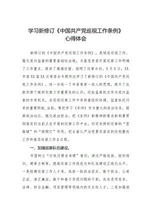 九篇学习新修订《中国共产党巡视工作条例》心得体会交流发言.docx