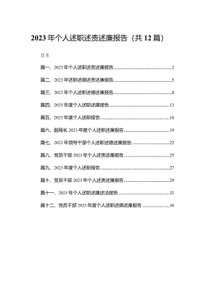 2023年个人述职述责述廉报告12篇供参考.docx