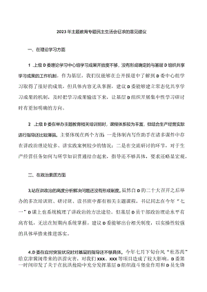 32.2023年主题教育专题民主生活会征求的意见建议.docx