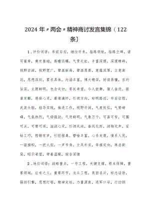 2024年“两会”精神讨论发言集锦（122条）.docx