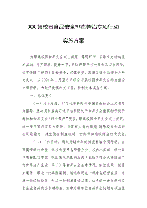 XX镇校园食品安全排查整治专项行动实施方案.docx