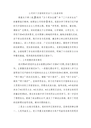 公司四个方面剖析发言个人检查材料.docx