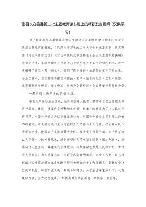 副县长在县委第二批主题教育读书班上的精彩发言提纲.docx