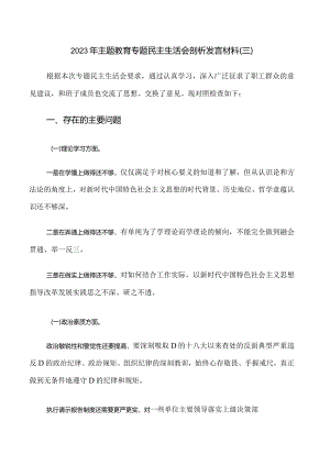 6.2023年主题教育专题民主生活会剖析发言材料（三）.docx