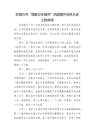 在国家卫生城市”巩固提升动员大会上的讲话.docx