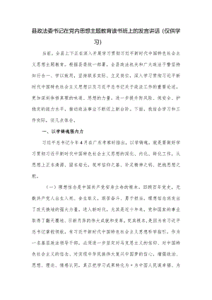 县政法委书记在党内思想主题教育读书班上的发言讲话.docx