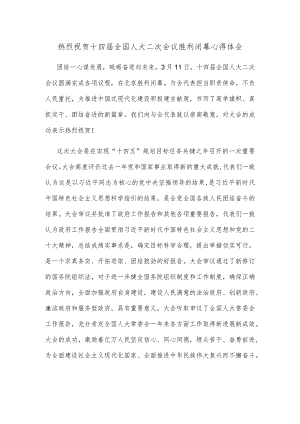 热烈祝贺十四届全国人大二次会议胜利闭幕心得体会.docx