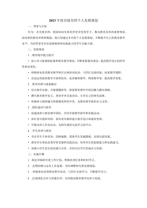 2023年度市级名师个人发展规划.docx