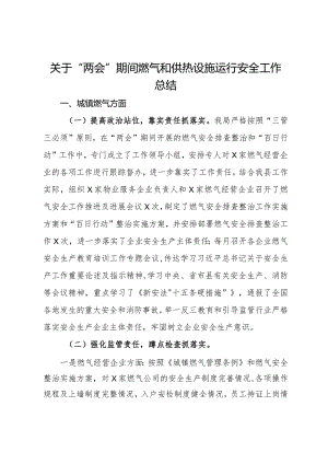 关于“两会”期间燃气和供热设施运行安全工作总结.docx