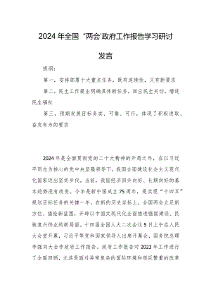 2024年全国“两会”政府工作报告学习研讨发言.docx
