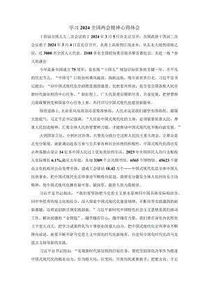 学习2024全国两会精神心得体会二.docx