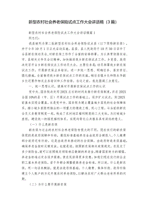新型农村社会养老保险试点工作大会讲话稿（3篇）.docx