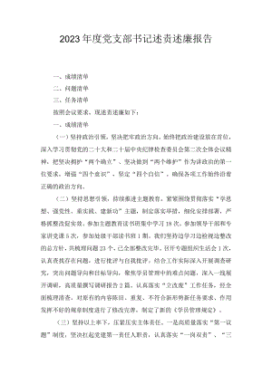 2023年度党支部书记述责述廉报告.docx