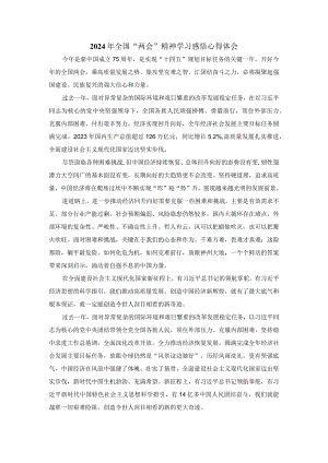2024年全国“两会”精神学习感悟心得体会.docx