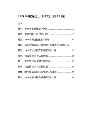 2024年度党建工作计划(10篇合集).docx