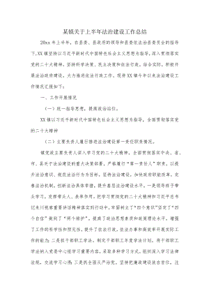 某镇关于上半年法治建设工作总结.docx