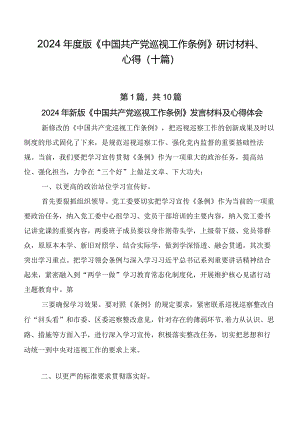 2024年度版《中国共产党巡视工作条例》研讨材料、心得（十篇）.docx