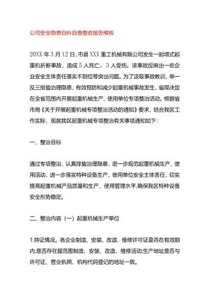 公司安全隐患自纠自查整改报告模板.docx