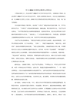 学习2024全国两会精神心得体会四.docx