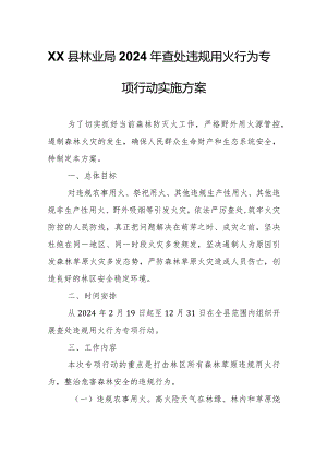 XX县林业局2024年查处违规用火行为专项行动实施方案.docx