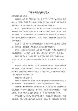 工程培训自我鉴定范文.docx