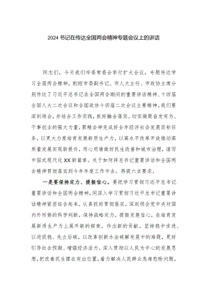 2024书记在传达全国两会精神专题会议上的讲话.docx