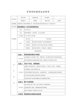 营销部经理岗位说明书.docx