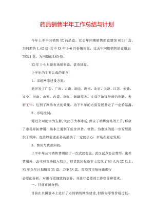 药品销售半年工作总结与计划.docx