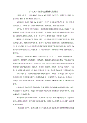 学习2024全国两会精神心得体会.docx